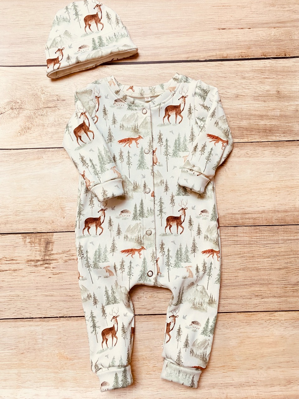 Pyjama combinaison bébé animaux de la forêt Pyjama combinaison bébé fait main en France